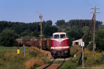 5. August 2005. MEG 203. Bad Lobenstein. Unterlemnitz. Thüringen / Hier ist der selbe Zug wie im vorherigen Bild bei der Einfahrt in den Bahnhof Unterlemnitz zu sehen.