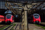 22. Juli 2014. 442 617. 442 149. Dresden. Plauen. Sachsen / 442 617 steht abfahrbereit als RE 17074 nach Leipzig während 442 149 als RE 18291 aus Hoyerswerda einfährt.