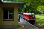 27. Juli 2014. EA01. Dresden. Prohlis. Sachsen / Akkulok EA01 der Parkeisenbahn Dresden im Bahnhof Karcherallee.